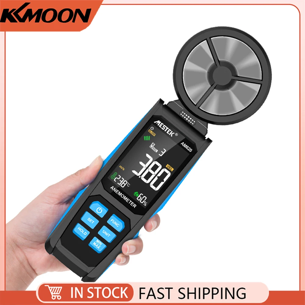 Anemómetro de alta precisión, ventilador de 8 aspas con doble rodamiento, anemómetro Digital con pantalla a Color, medidor de velocidad del viento, herramienta de seis modos de medición