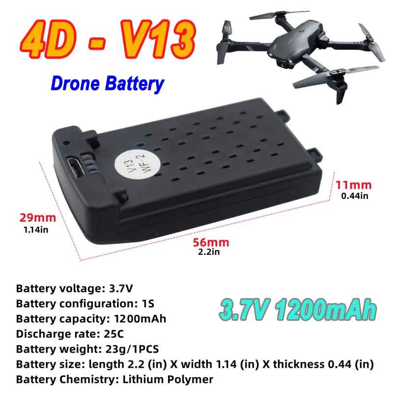 4D-V13 Mini Drone Original Battery 3.7V 1200MAH For 4D V13 RC Helicopters/Quadcopter V13 Replacement Accessories Parts