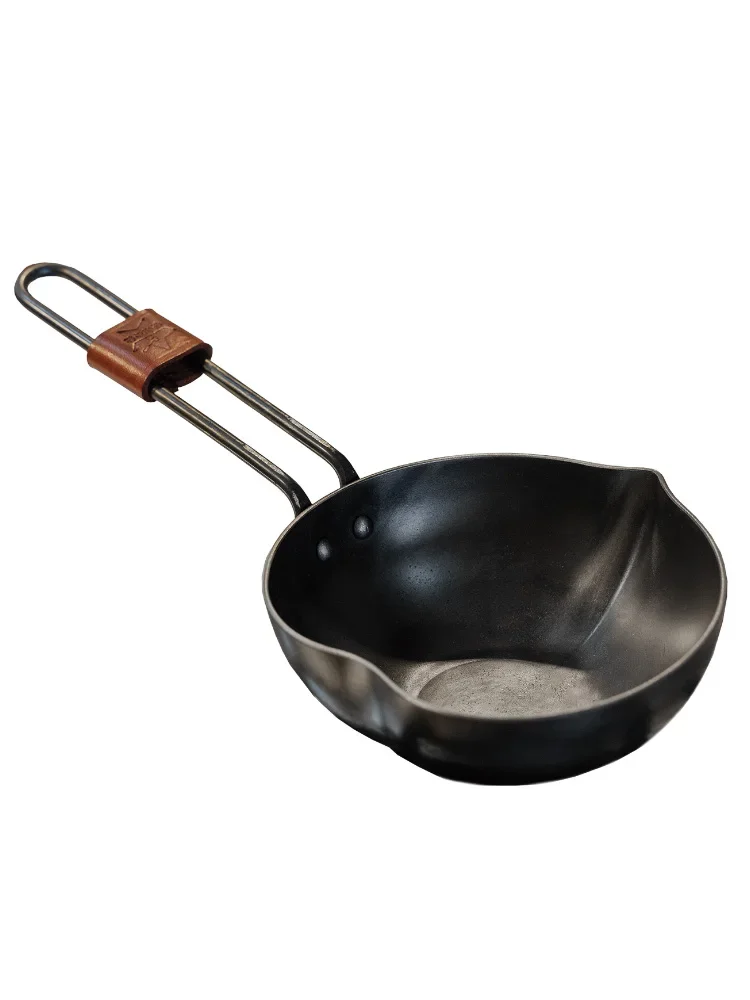 

Oil-splashing pan domestic uncoated long-handle oil-burning pan small pot special oil-splashing pan for hot oil