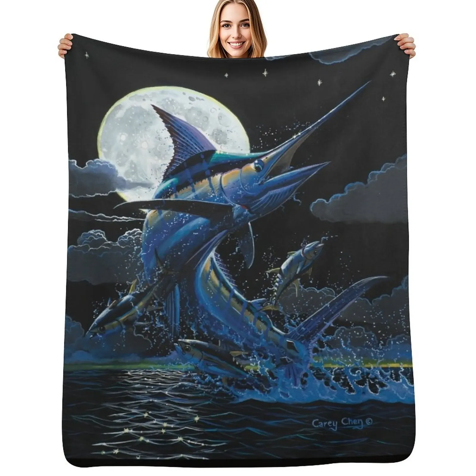 

Marlin Moon Throw Blanket christmas decoration Vintage Custom for winter Blankets