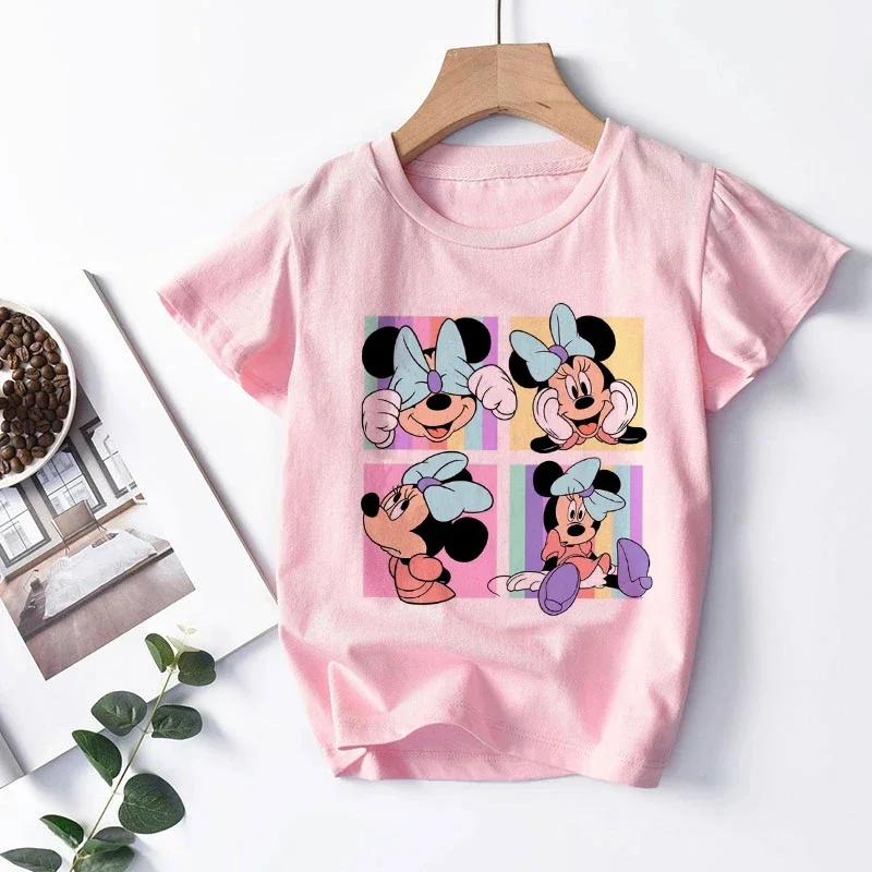 

Y2k Funny Minnie T Shirt Children Top Manga Mickey Mouse Tshirt Ullzang Japanese Anime T-shirt Kids Girl Boy Tee