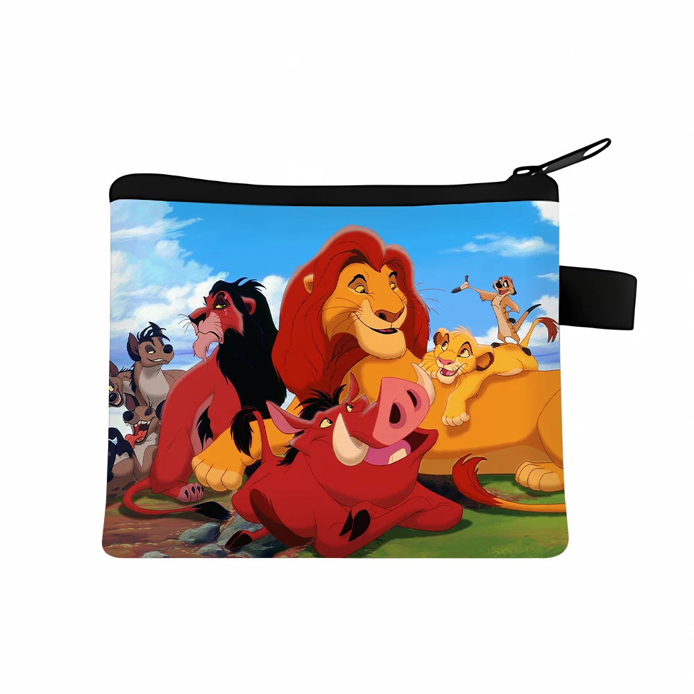 Mufasa Lion King portamonete Disney Movie Anime Cartoon Print Wallet Portable Men Office Storage Mini Bag regalo di compleanno Kids Girl