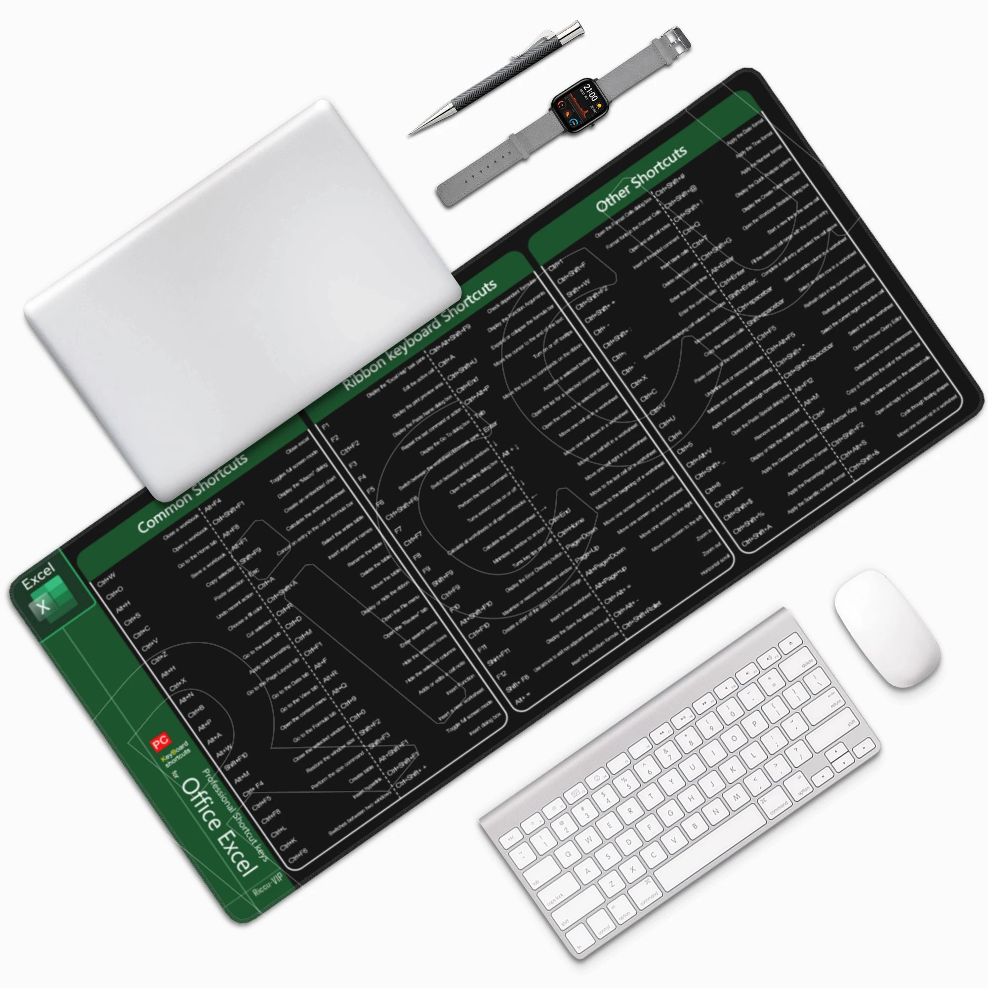 Riccu Excel Alas Meja Pintasan 90X40Cm Alas Mouse Komputer Kantor Diperpanjang Alas Mouse Keyboard Xxl dengan Tepi Dijahit Alas Anti-selip