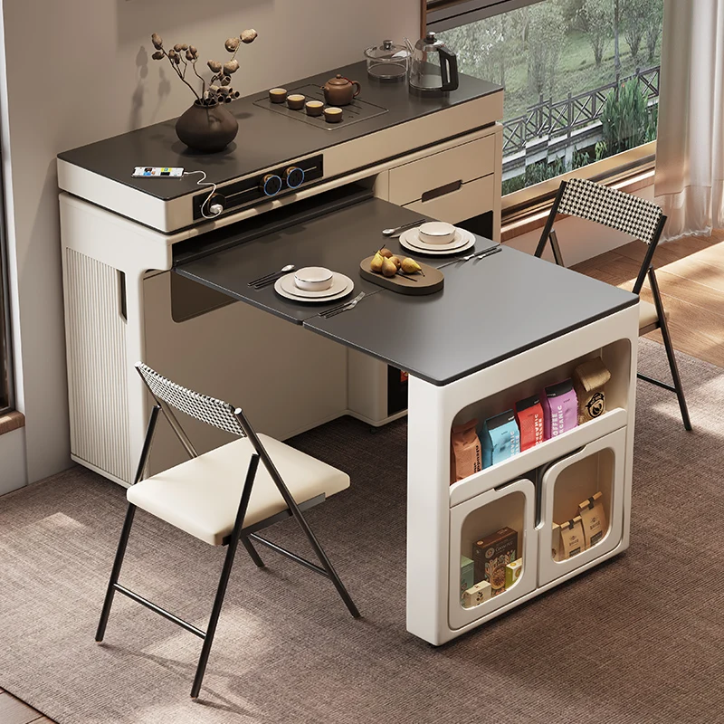 dining side cabinet island, dining table integrated household use, retractable folding, multi-functional bar guide table