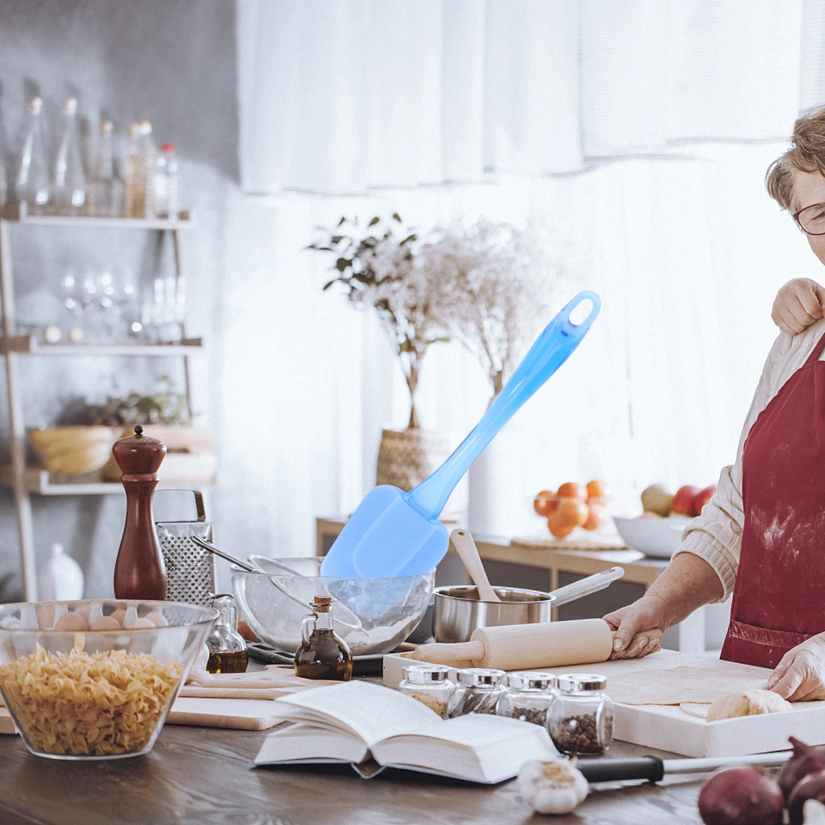 

3Pcs Silicone Spatula Set Anti-Slip Heat Resistant 450f Non-Stick Kitchen Utensil Blue Baking Pastry Tools Silicone Spatula