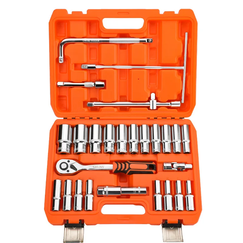 

Suitable for 28-piece fast ratchet sleeve wrench combination set outer hexagon multi-functional auto repair tool casing sleeve w