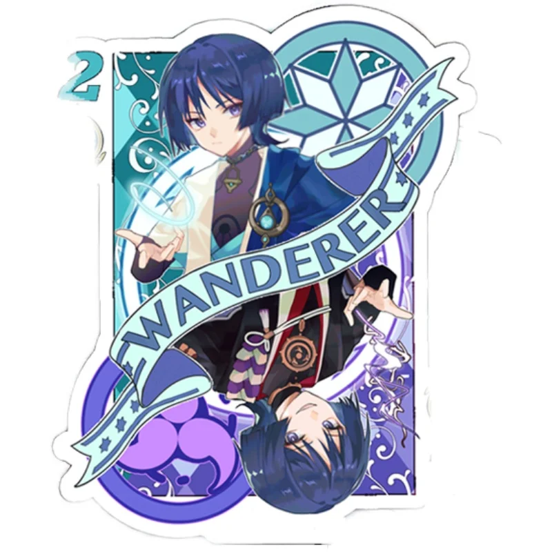 Anime Peripheral Genshin Impact Wanderer Balladeer Poker Series Cosplay Acrylic Stand Display Model Cosplay Desktop Decor