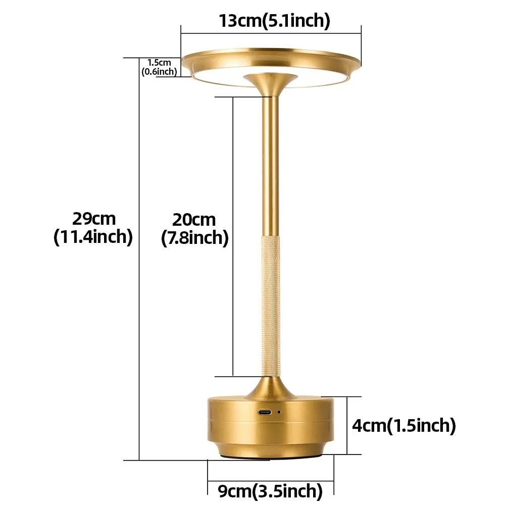 Classic LED Table Lamp Touch Sensor Rechargeable Cordless Desk Lamp 3-colour Infinity Dimming Retro Style LED Night Light