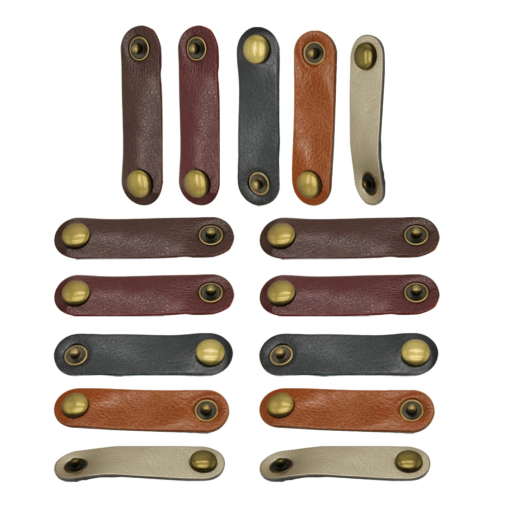 

15 Pcs Cable Winder Wire ganizer Cowhide Data Winders Electric Cord Wrappers Snap Button Easy Storage Home Office Travel