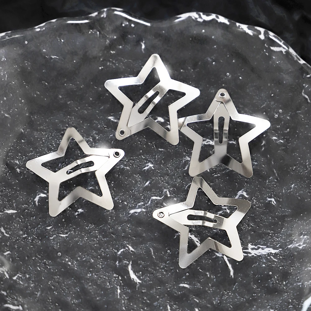 10/100Pcs Silver Star Y2K Hair Clips for Girls Filigree Star Metal BB Clip Hairpins Barrettes Hair jewelry Nickle Free Lead Free