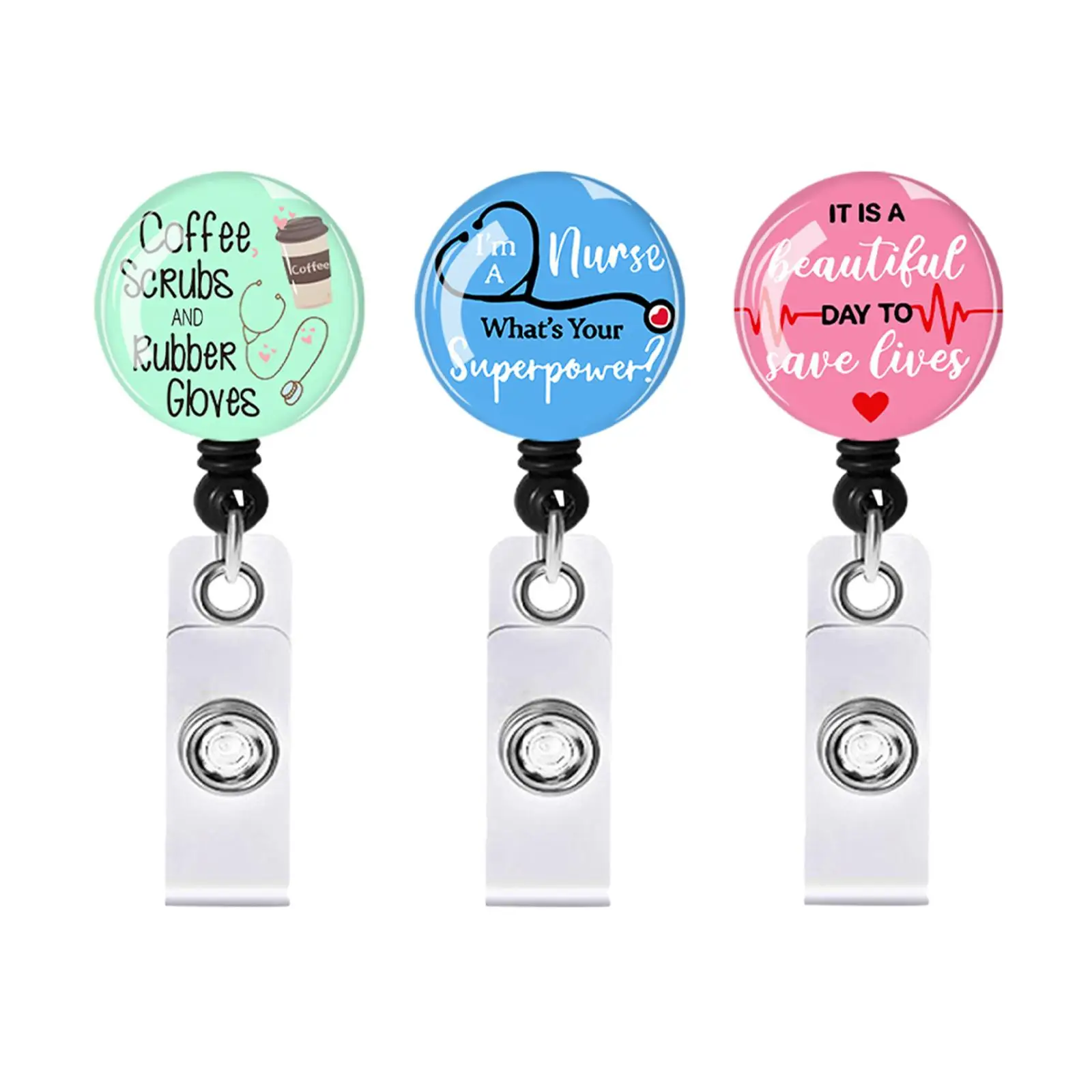 Retractable ID Badge Reel Holder Key Badge Clip Nursing with Clip Name Card Hanger for Coworker Name Tags Lanyards Student Nurse