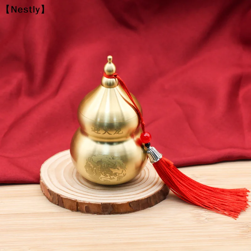 Feng Shui Chinesische Messing Wu Lou Kürbis-Schatzstatue Heimdekoration Tisch- und Bücherregal-Ornamente Glücksbringer und Schutz〔Nest〕 – Detail 5