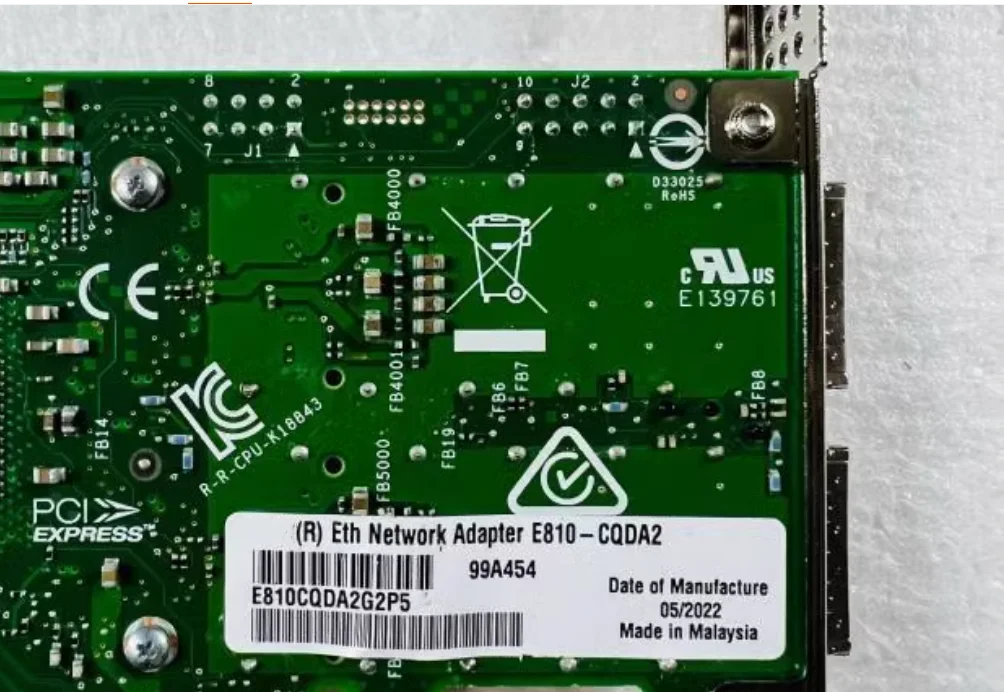 E810-CQDA2 asli, port ganda 100Gb Serat Optik NIC PCIE 4.0
