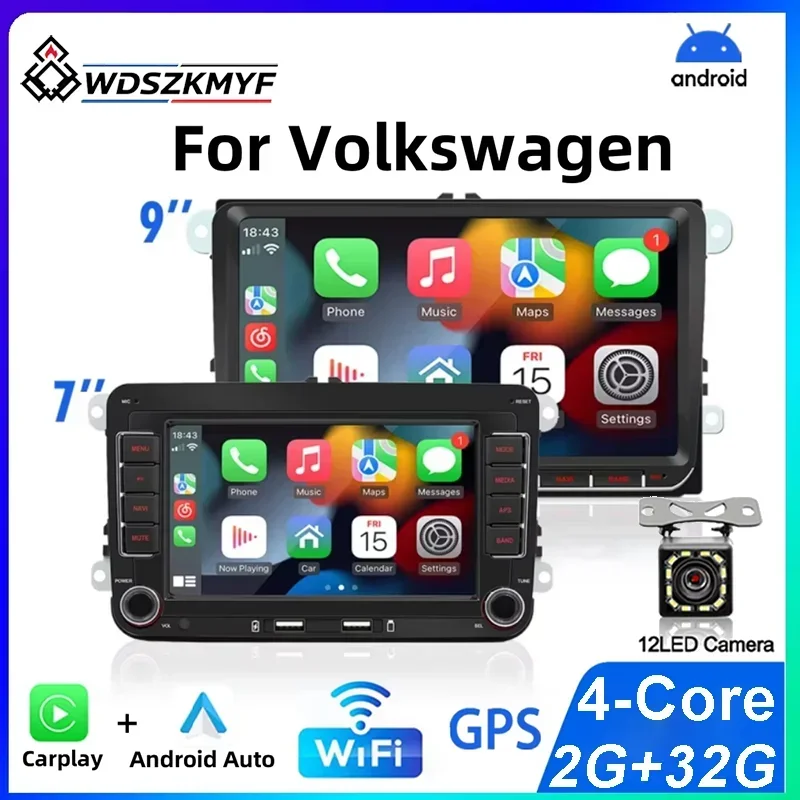 Android12 Smart Car System For VW Golf5 Golf6 Touran Passat B6 Jetta MK5/6 2Din Autoradio Multimedia Player WiFi GPS Navigatio