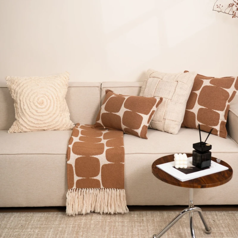 30x50/45X45CM Beige Caramel Throw Pillow Cover Homestay Simple Stamping Waist Cushion Cover Decor Home Decorative Pillowcase