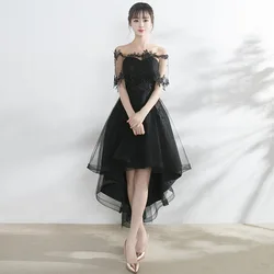 Simple Strapless Evening Dress  Autumn With Detachable Sleeved Party Prom Gown Front Short Back Long Women Banquet Customized