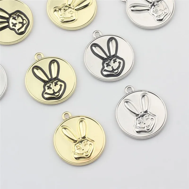 50pcs/lot cartoon rabbits heads core geoemtry rounds shape alloy floating locket charms diy jewerly necklace/earring accessory