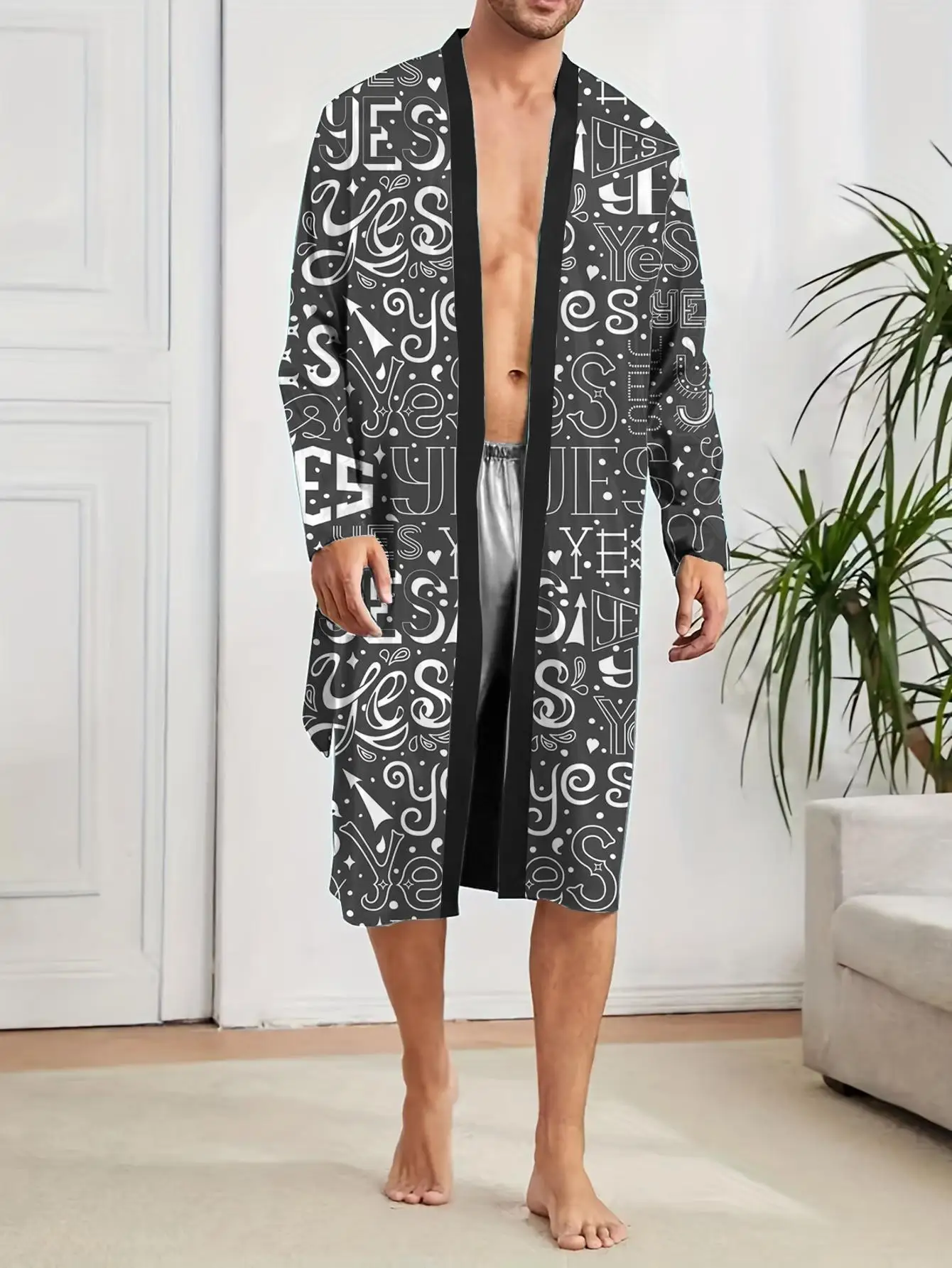 1pcs Men's Robes 2026 Spring/Summer Graphic 3D Printed Sleepwear Sleepwear Bathrobe men Funny pajamas Breathable dressing gown