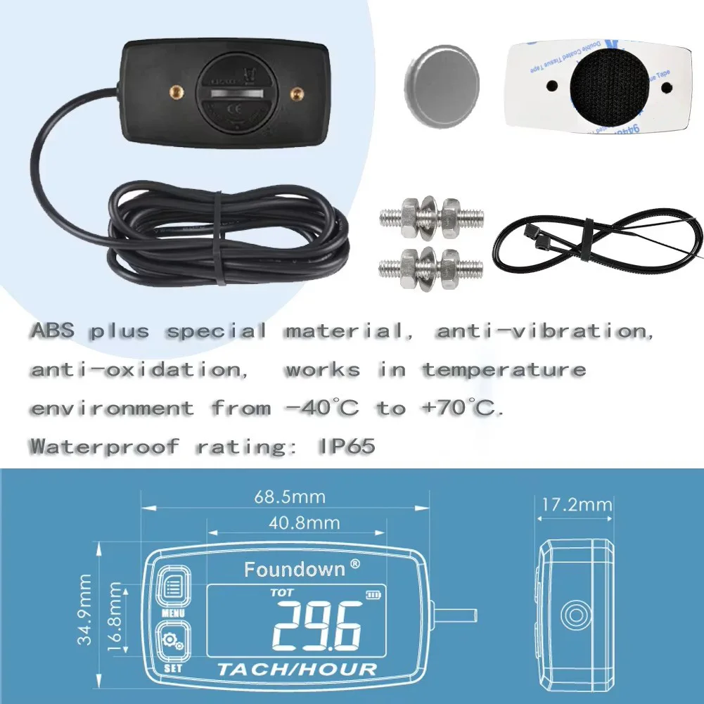 Small Engine Tachometer RPM Measurement Digital Hour Meter Monitoring Engine Hours for Ultralight Aircraft Chainsaw Motorcycle