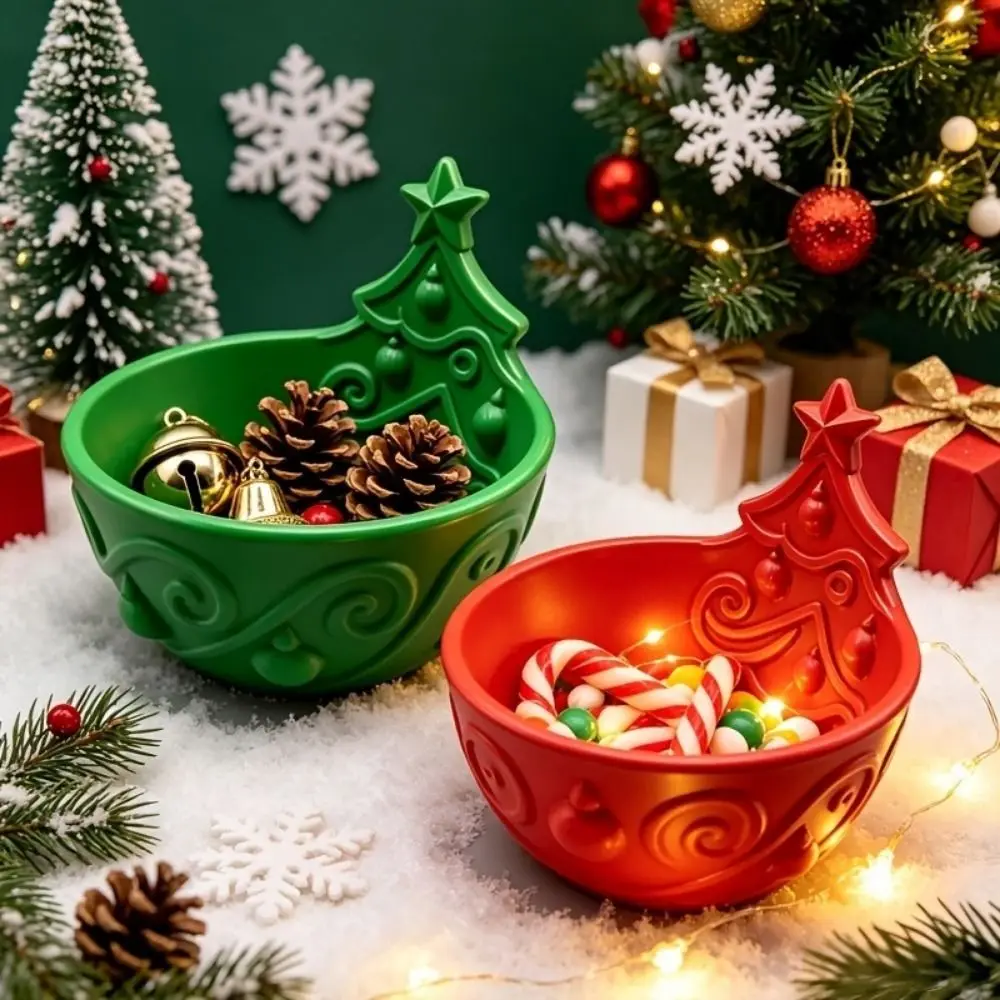 3D Printed Christmas Tree Storage Box Large Capacity Decorative Christmas Candy Bowl Plastic Jewelry Storage Tray Christmas