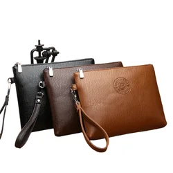 New Business Style Men's Clutch Large Wallet Soft PU Leather Male Wristlet Pack Bag Elegant Leisure Stylish Hand Bags Man Pouch