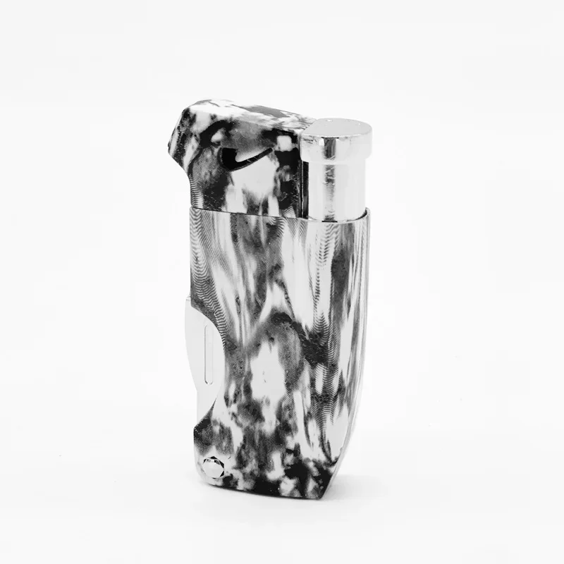 SPUNK Retro Metal Outdoor Windproof Butane Gas Lighter Rocker Arm Grinding Wheel Oblique Flame Pipe Cycle Use Lighter Cigar Tool image 3