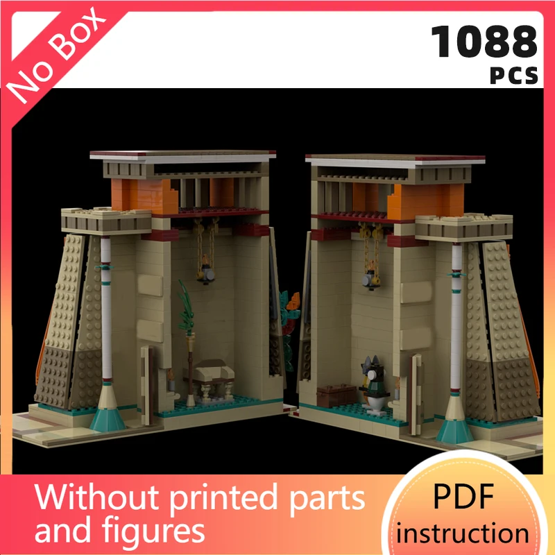 Ikonische Tempel-Diorama-Steine im ägyptischen Stil, alte Ägypten-Architektur, Bausteine, Stadtruinen, Stadtbild, Moc-Display, Klokki