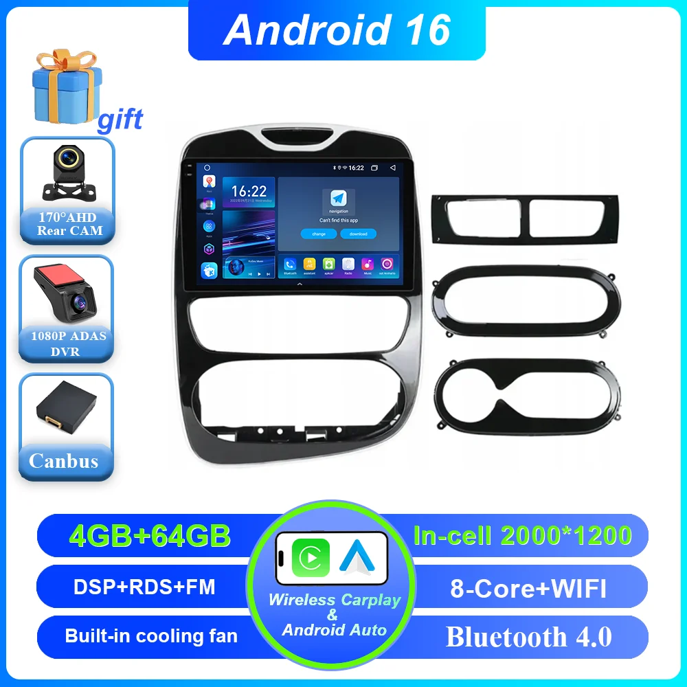 Android 16 Carplay Auto Voor Renault Clio 3 4 2012 2013 2015-2018 Auto Multimedia Speler Video Radio Stereo GPS navigatie 4G BT