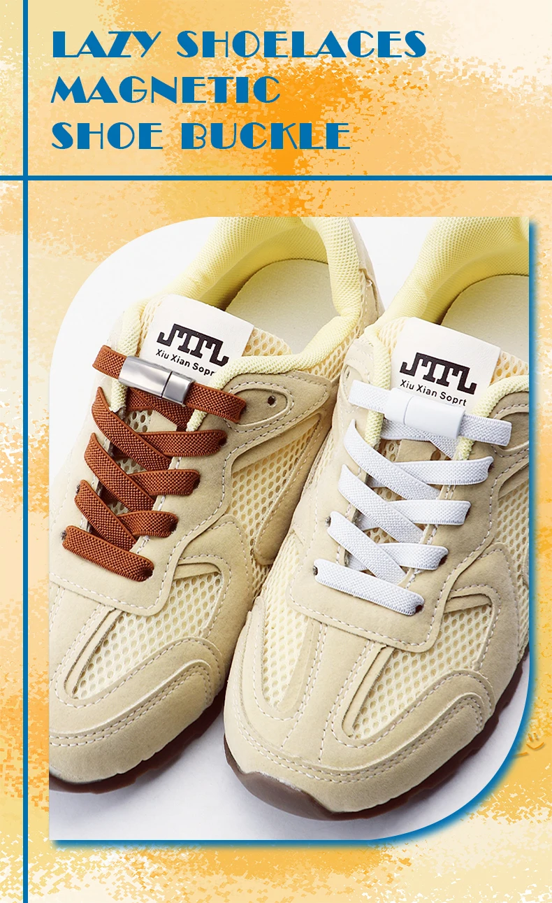1 Paar/2 Paar Magnetische Schnürsenkel ohne Binden für Sneaker, Elastische Schnürsenkel, Elastische Schnürsenkel ohne Binden für Erwachsene und Kinder, Schuhzubehör – Detail 1