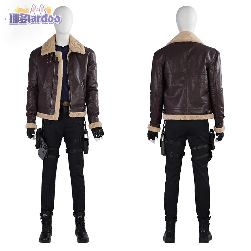 Resident 4 Remake Leon Cosplay Costume Kennedy Coat Prop Biohazar d Evil Cosplay Jacket Disguise Adult Men Halloween Costumes