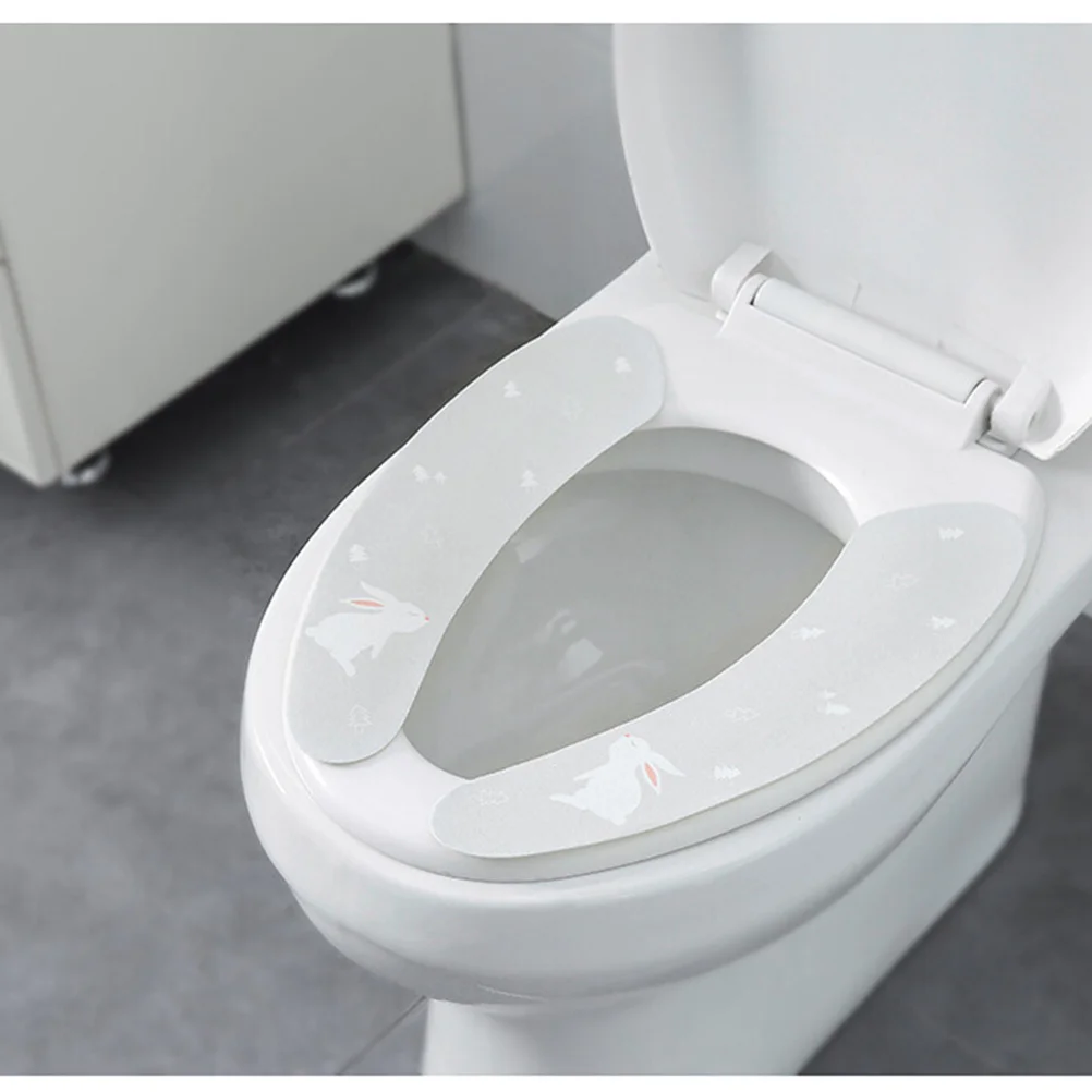 

Universal Toilet Seat Cover Thickened Washable Warm Rabbit Pattern Bathroom Pad Fast Drying Non-Slip Potty Cushion For Winter