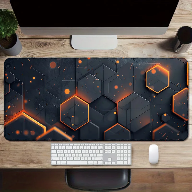 

XXL Mouse Pad 900x400 Geometric Black Desk Mat for Home Office Gaming accessories Non-Slip Stitched Edge family company mousepad