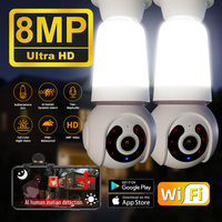 8MP E27 Bulb Camera Wifi PTZ Smart Security Tracking Two-way Audio Night Vision Surveillance with LED Bulb CCTV 10X Zoom Cameras