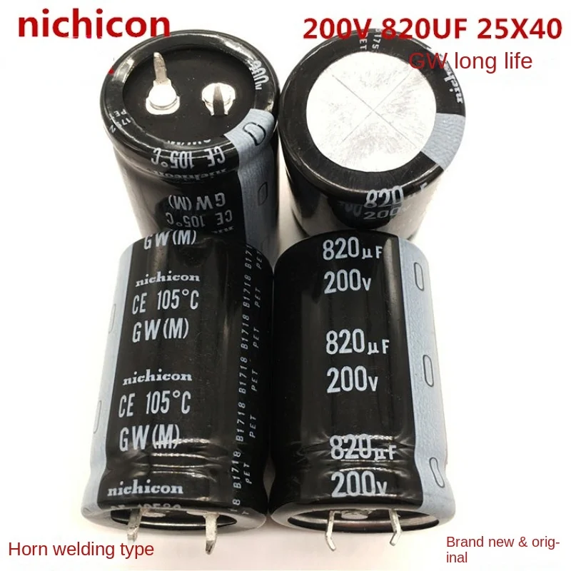 1PCS 200V820UF 25X40 nichicon electrolytic capacitor 820UF 200V 25*40 GW long life.