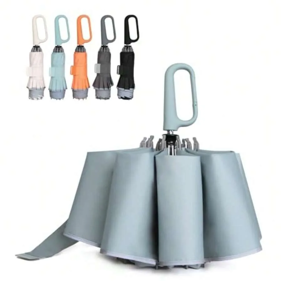 

QWB Inverted Umbrella Carabiner Handle, Windproof, Reverse Folding, Rain/Sun Protection, Portable