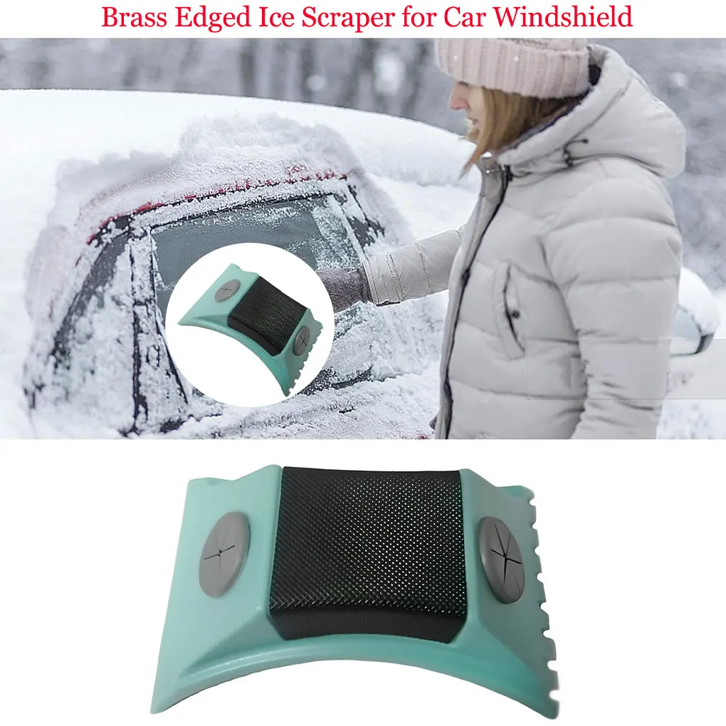 Brass Edged Ice Scraper for Car Windshield Ice & Frost Removal Tools – Conforms to Window Curvature Ergonomic Heavy Duty Compact