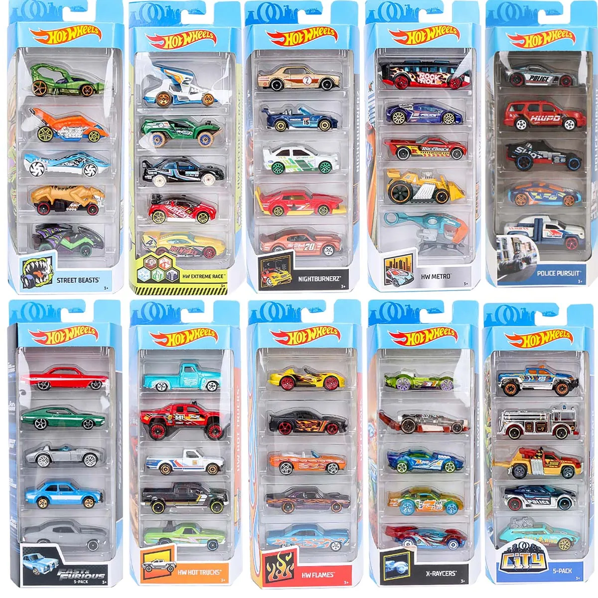 5Pcs Hot Wheels Toy,Track Racing Alloy Car Toy Five Pack Boy Toy Model for Collection,Cartoon Games Surrounding Toys Kid Gifts,