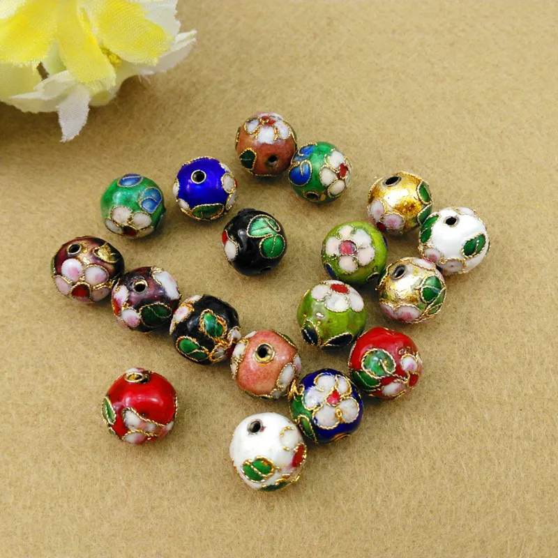 50Pcs Multicolor Cloisonne Filigree Enamel Loose Beads 6-12mm DIY Jewelry Making Earrings Necklace Bracelet Accessories