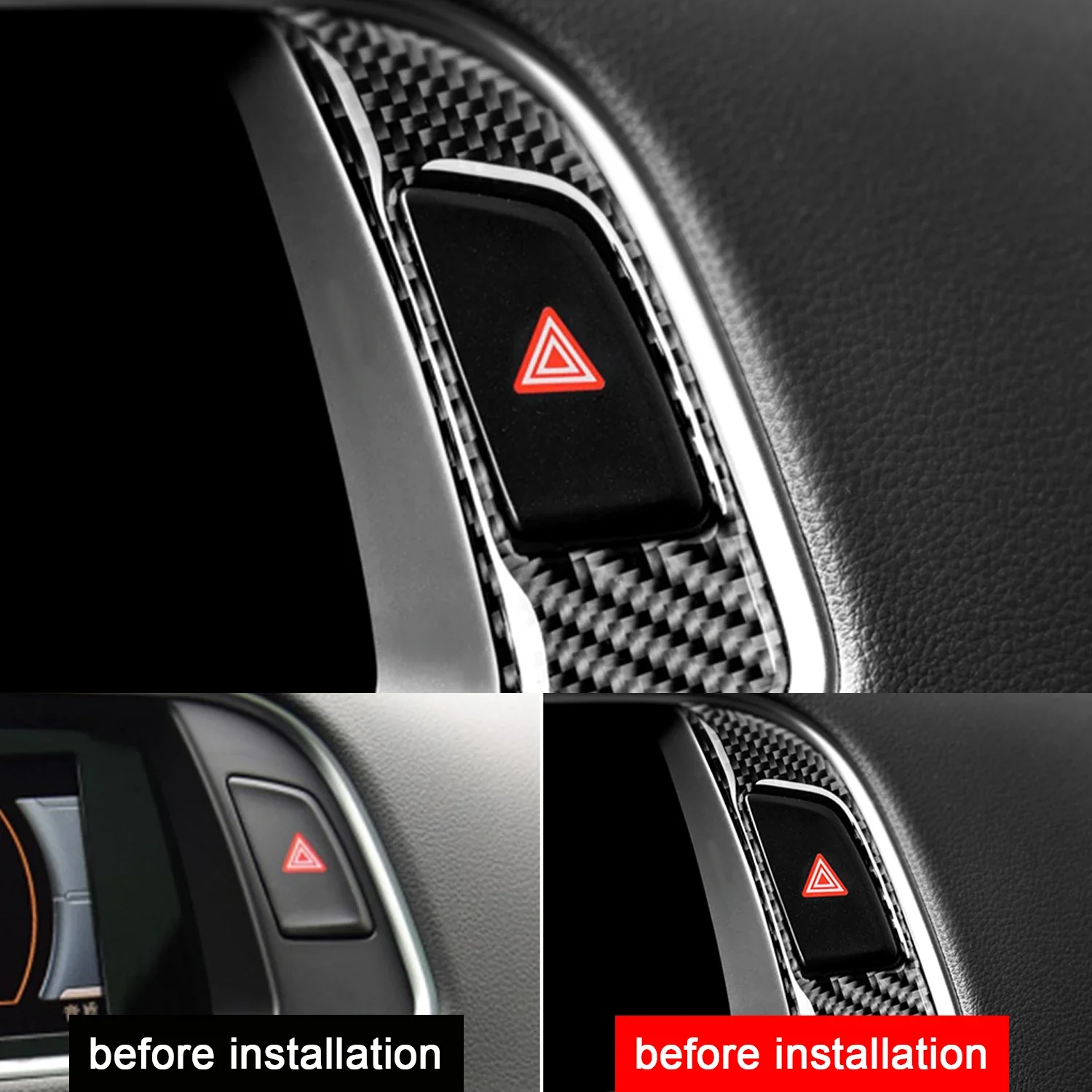 Carbon Fiber For Audi Q5 2009 2010 2011 2012 2013 2014 2015 2016 Car Emergency Light Button Panel Interior Sticker