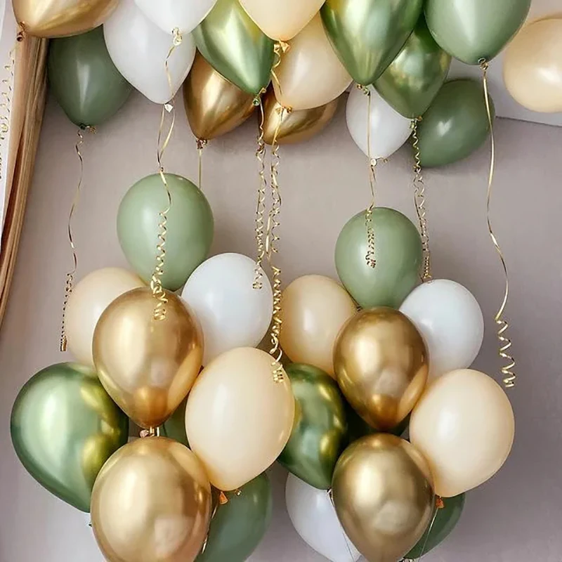 20/40pcs 10inch Avocado Green Skin Color Latex Balloon Vintage Green Platinum Ball Baby Shower Wedding Jungle Birthday Decoratio