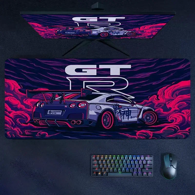 Alfombrilla para ratón Xxl GTR, alfombrilla para mesa de Pc personalizada para coche deportivo, estampado Super Coupe Illustratio, teclado antideslizante, alfombra para gabinete de jugador, alfombrilla para ratón