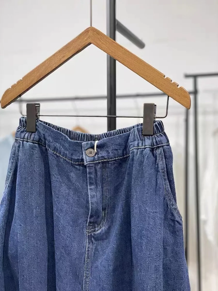 Artistic Vintage Waed Loose plus Size Women's Jeans Lantern Pants High Waist Long Trousers Faionable Casual Fem Garments