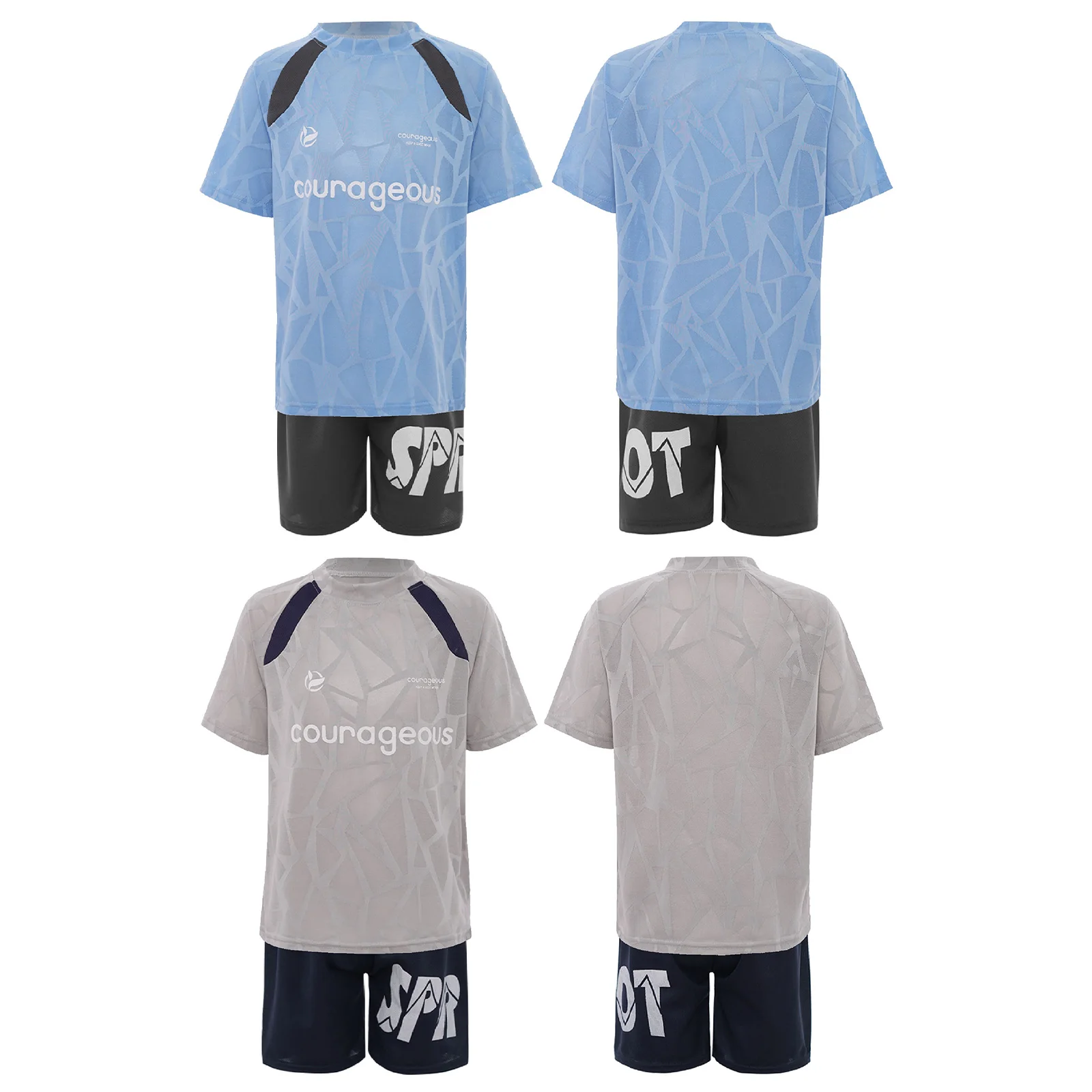 Teen Boys Quick-Drying Mesh Sports Suit Basketball Outfit Short Sleeve T-shirt with Shorts for Cycling Running Exercise Workout