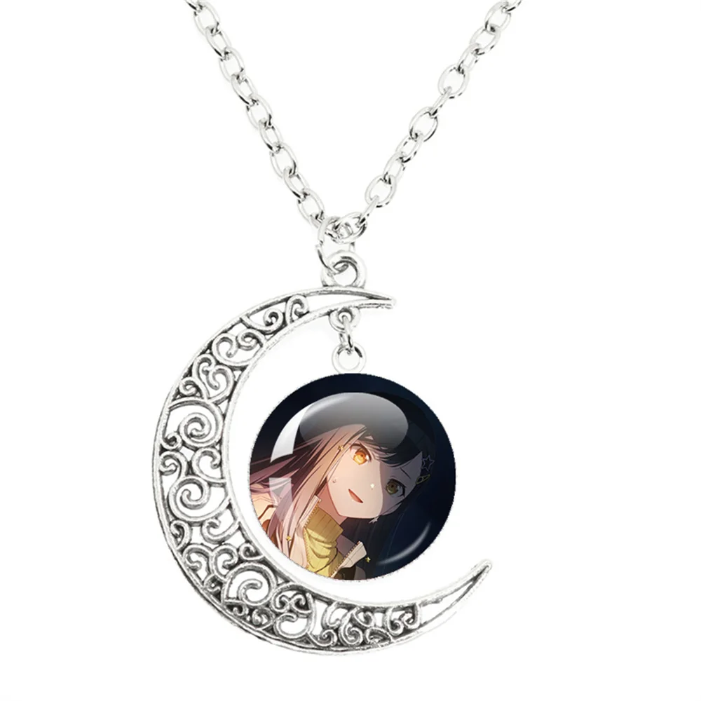 SEKAI Vivid BAD SQUAD Shiraishi An Glass Dome Pendant Moon Necklace Silver Plated Handmade For Friends Gift Jewelry