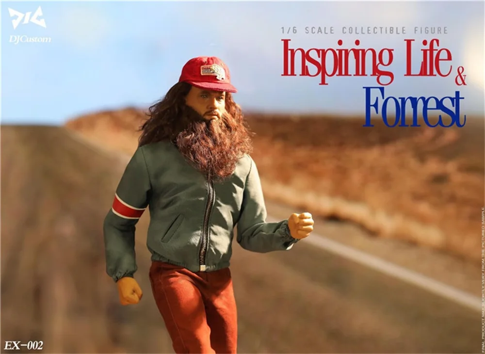 1/6 DJ-CUSTOM EX-002 Tom Hanks RUN! Forrest Gump with Hair Transplant 12'' Male Soldier Action Figure Model for Fans Gifts