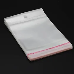 50-200pcs Transparent Self Adhesive Bags OPP Plastic Storage Seal Pack Bags With Hang Hole for Retail Jewelry Packaging Pouches