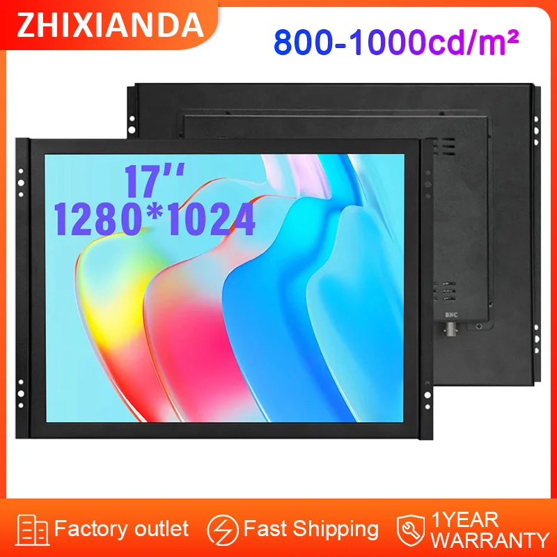 

High Brightness 1000nits 17 Inch Sunlight Readable LCD Touch Screen Open Frame Monitor Wall Mount for Industry