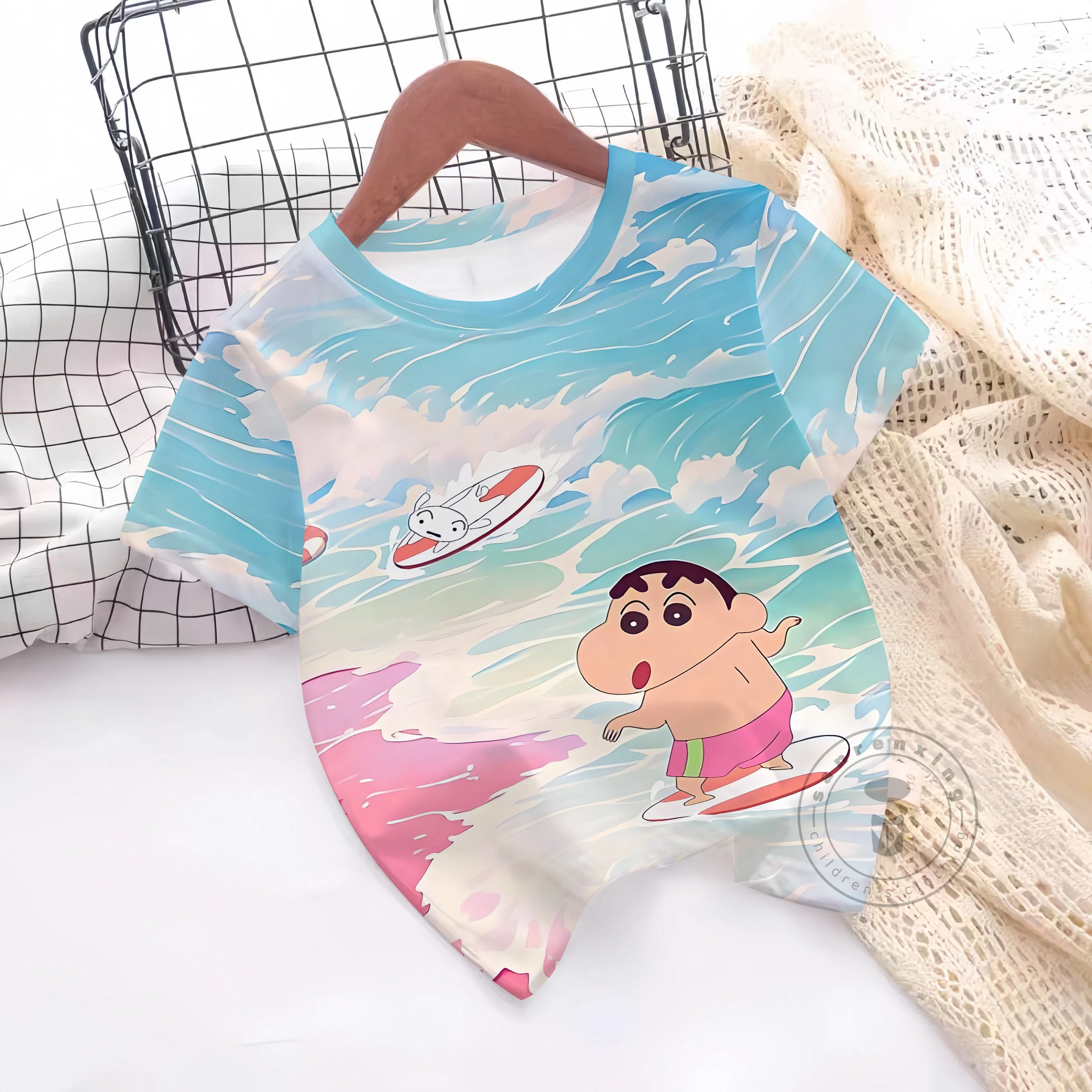 

T-Shirt 3D Print Crayon Shin-chan Boys Girls T-Shirts Casual Round Neck Short Sleeves Tops Kids Summer Children's Clothing