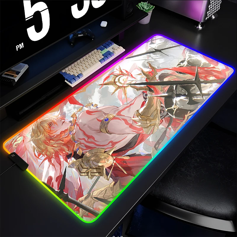 

RGB Mouse Pad Gamer Keyboard Pad Honkai Star Rail Mydei Mousepad LED PC Computer Anime HD Print Desk Mat Gaming Pad Mouse Mats