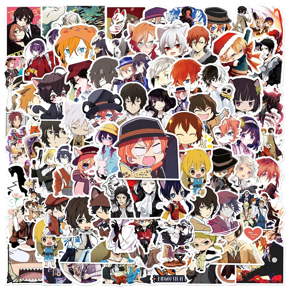 

10/30/50/100pcs Bungo Stray Dogs Anime Stickers Cute Cartoon Decals Decoration Water Bottle Phone Case Luggage Sticker Kids Toy